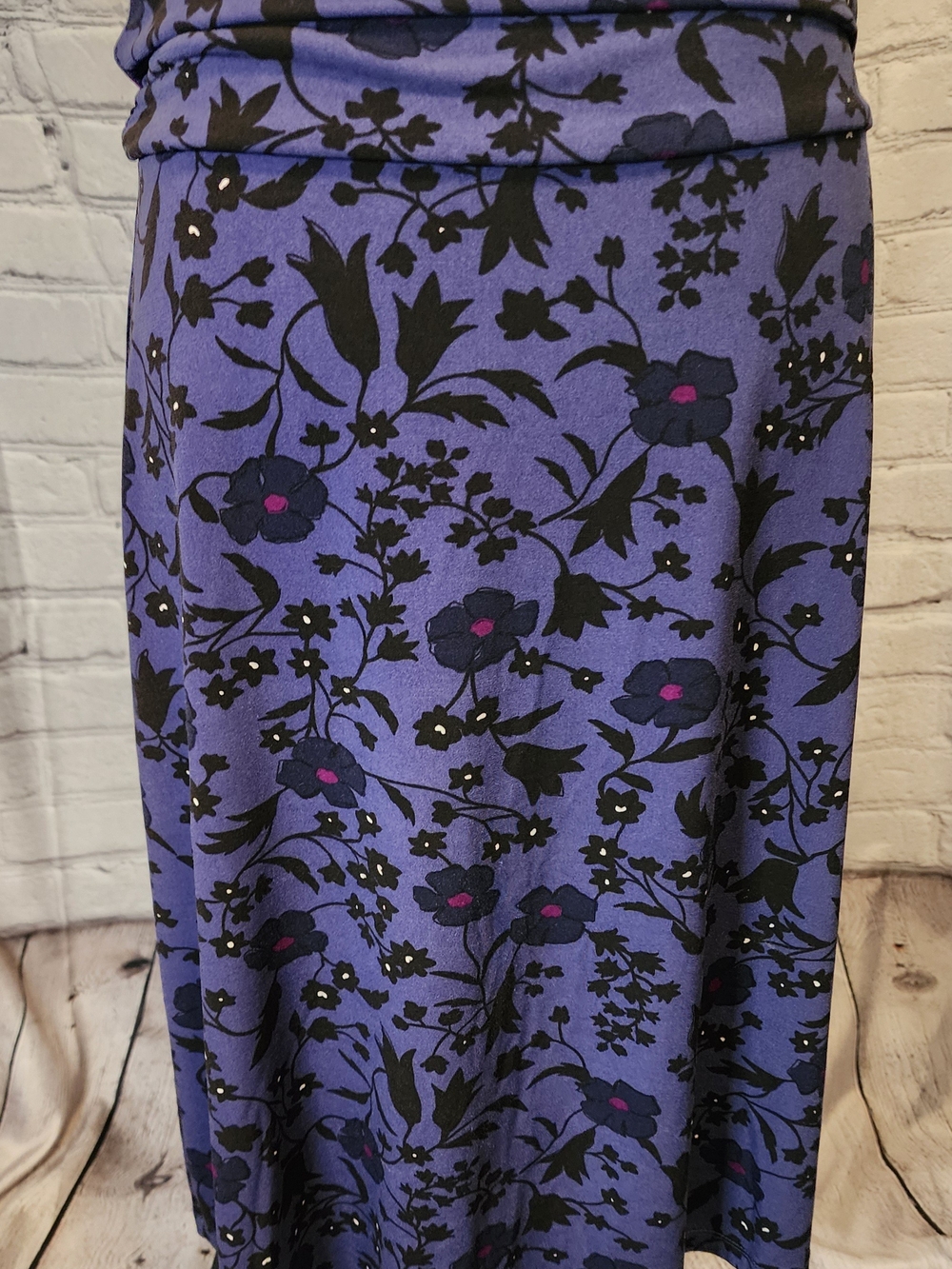 Gilli Purple Floral Midi Skirt with Black Print & Magenta Accents